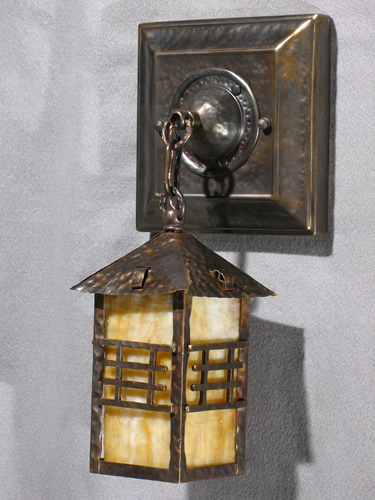 Hammered Arts & Craft Slag Glass Sconces